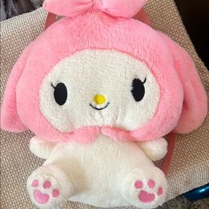 Pink and White My Melody Plush Backpack GUC